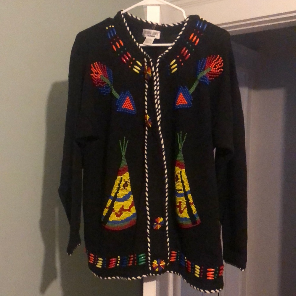 Vintage Victoria Jones Woman Embellished Cardigan Sweater size 1X